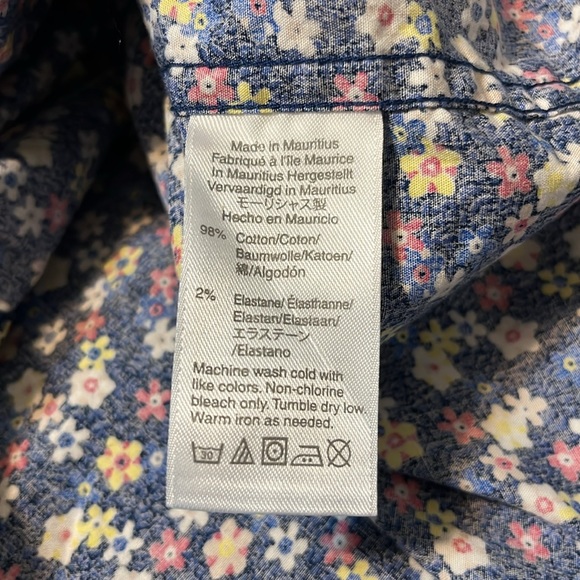 JCrew Flex Floral Short Sleeve Button Front Cotton Blend Shirt Sz L - Picture 8 of 11